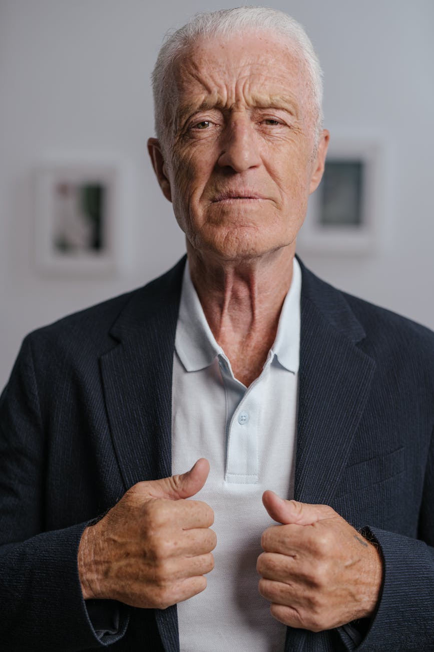 man in black suit jacket