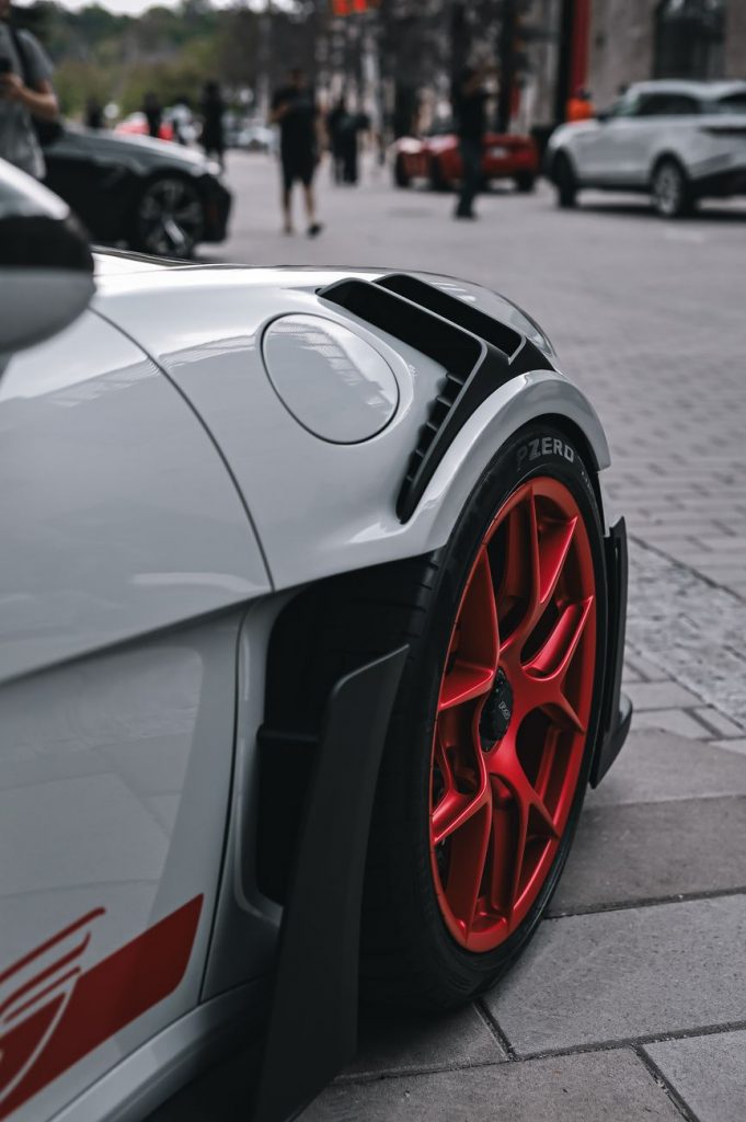 modern sport car on paved street