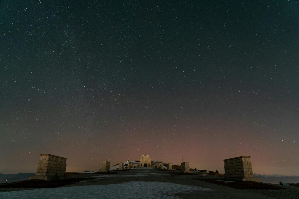 starry night sky over monte grappa memorial