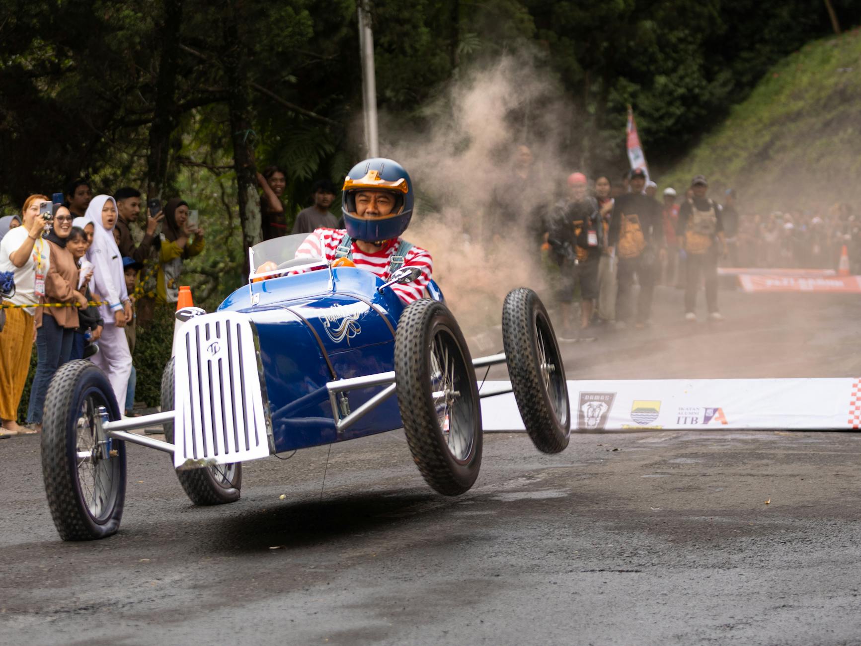 exciting soapbox derby race in bandung indonesia